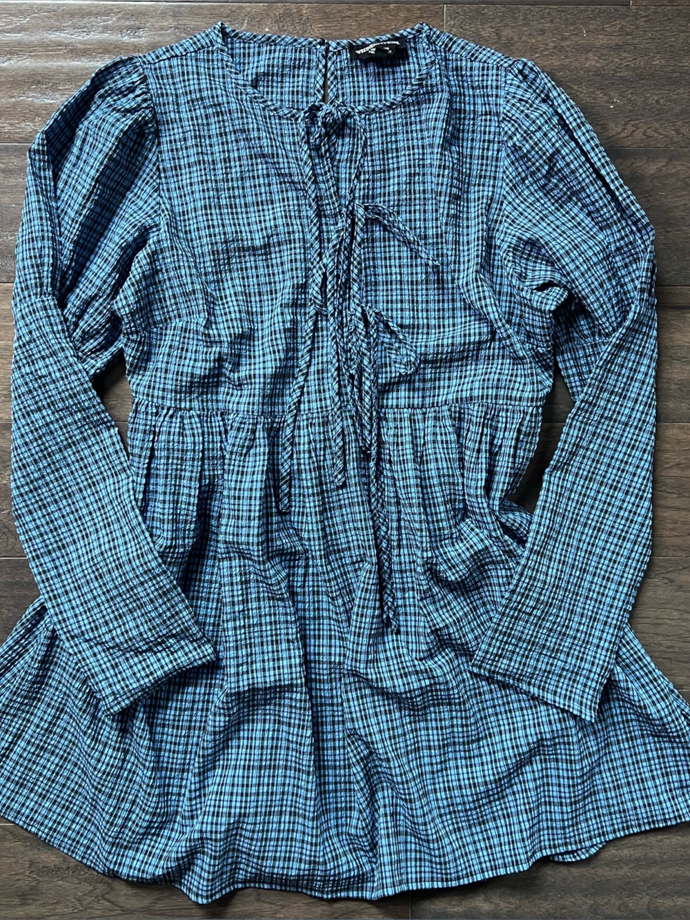 Blue Plaid Long Sleeve Dress from ASOS